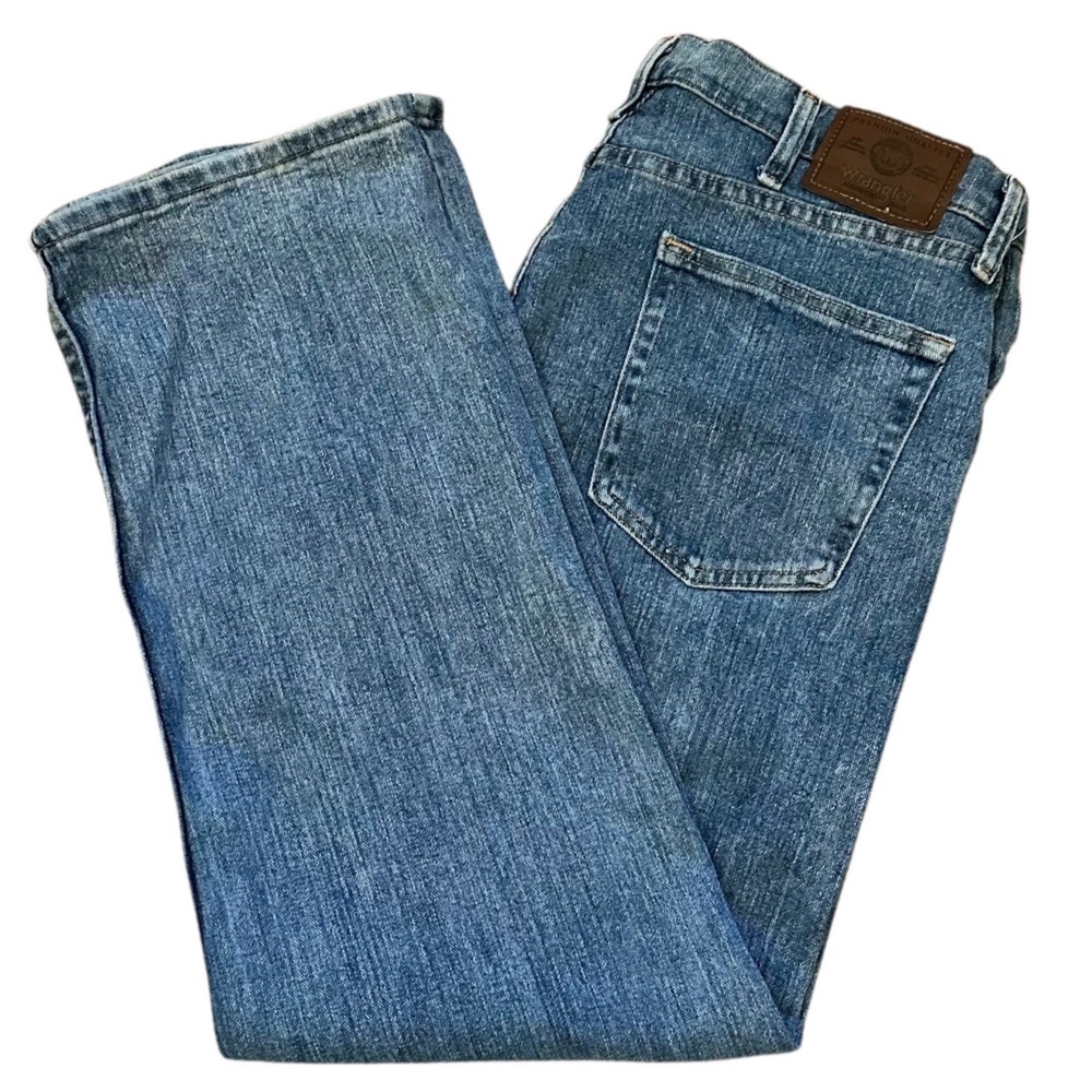 Wrangler Jeans Mens 34x29 Blue Excellent Vintage Relaxed Straight Cowboy Western